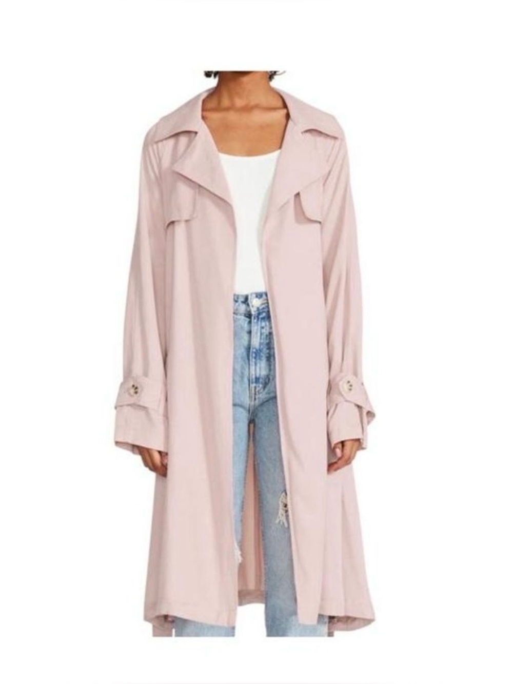 BB Dakota/Steve Madden Jacket  Sz M Light Pink Trench Coat Collared Pockets